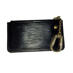 Louis Vuitton Cles Key Pouch Black Epi Leather Zip Wallet